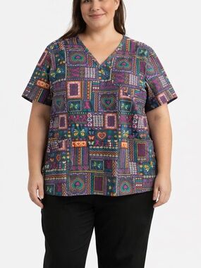 Cute Fun and Colourful Scrub Top Pattern Size XL